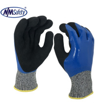 NMSAFETY black nitrile fully dipped anti-cut oil-resistant gloves